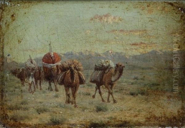 Caravane Oil Painting by Jean Baptiste Paul Lazerges
