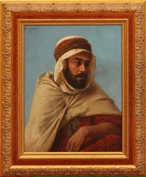 Arab Man With A Beard Oil Painting by Jean Baptiste Paul Lazerges