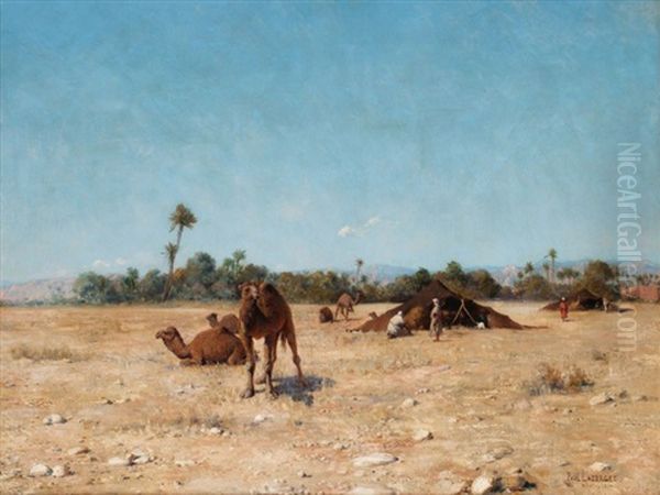 Le Camp Nomade Oil Painting by Jean Baptiste Paul Lazerges
