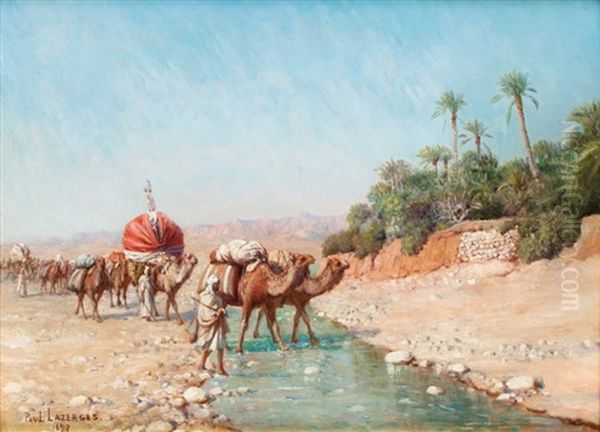 Le Passage Du Gue Oil Painting by Jean Baptiste Paul Lazerges