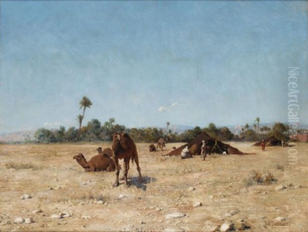 Le Camp Nomade, Biskra Oil Painting by Jean Baptiste Paul Lazerges