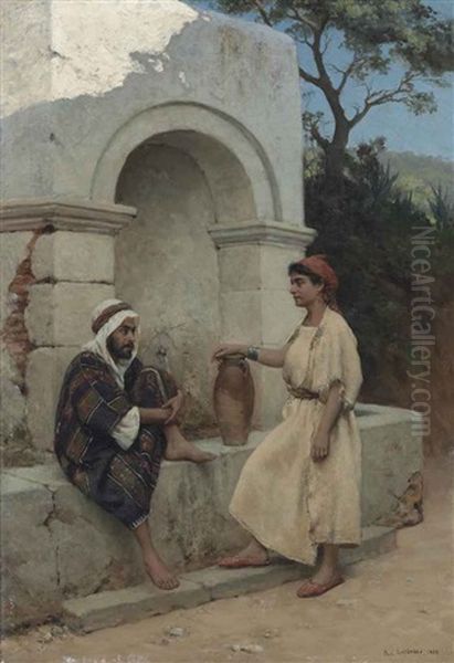 At The Well Oil Painting by Jean Baptiste Paul Lazerges