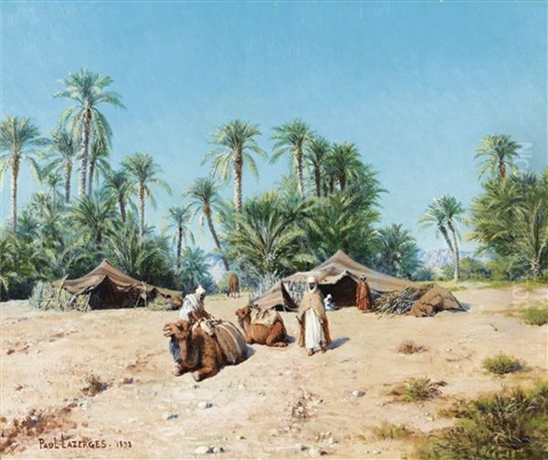 Campement Dans L'oasis Oil Painting by Jean Baptiste Paul Lazerges