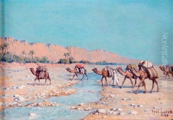 Les Chameliers Oil Painting by Jean Baptiste Paul Lazerges