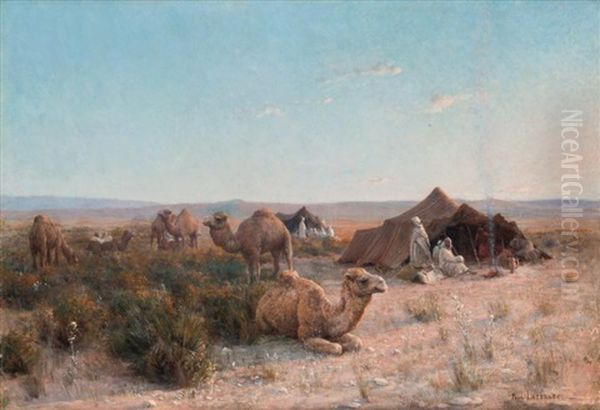 Le Campement Au Crepuscule Oil Painting by Jean Baptiste Paul Lazerges