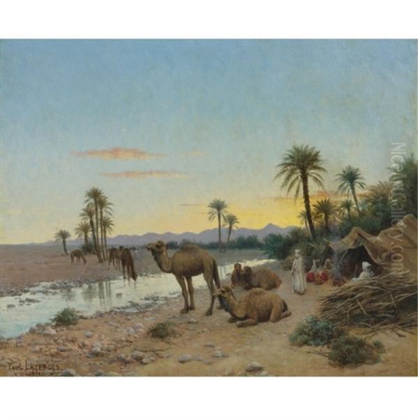 Rest At The Oasis Oil Painting by Jean Baptiste Paul Lazerges