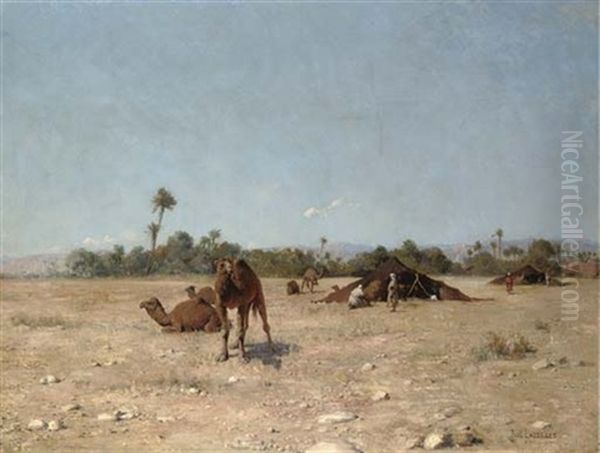 Desert Encampment Oil Painting by Jean Baptiste Paul Lazerges