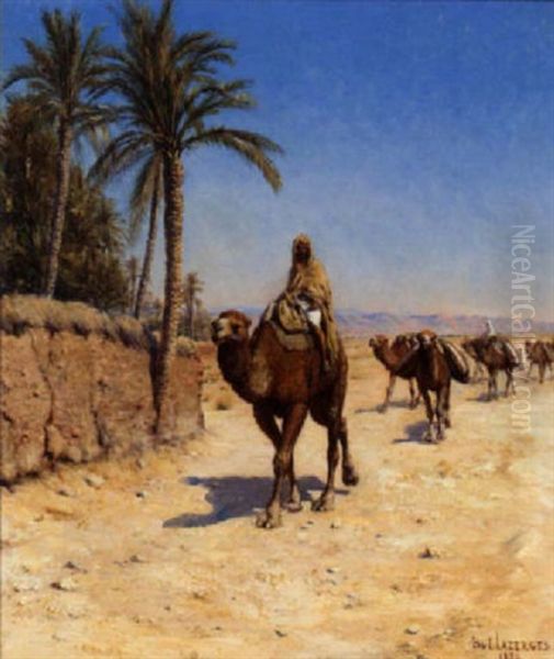 A Caravan In North Africa Oil Painting by Jean Baptiste Paul Lazerges