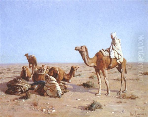 La Halte Dans Le Desert Oil Painting by Jean Baptiste Paul Lazerges