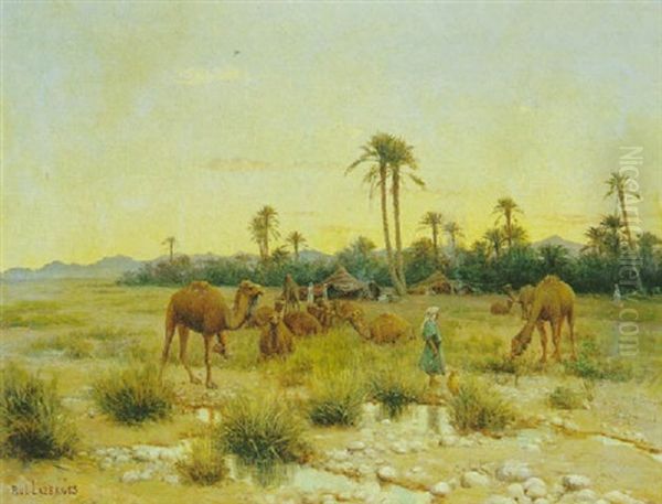 L'oasis Oil Painting by Jean Baptiste Paul Lazerges