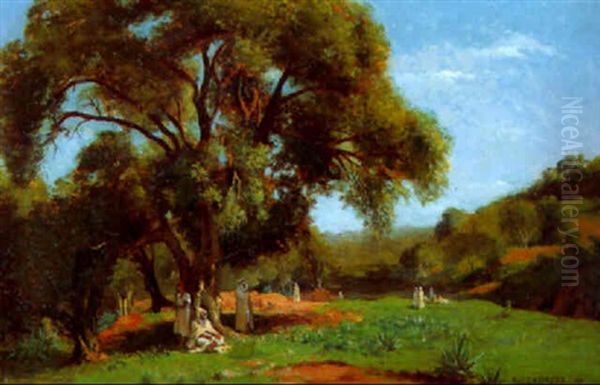 Delassement Sous Les Arbres Oil Painting by Jean Baptiste Paul Lazerges