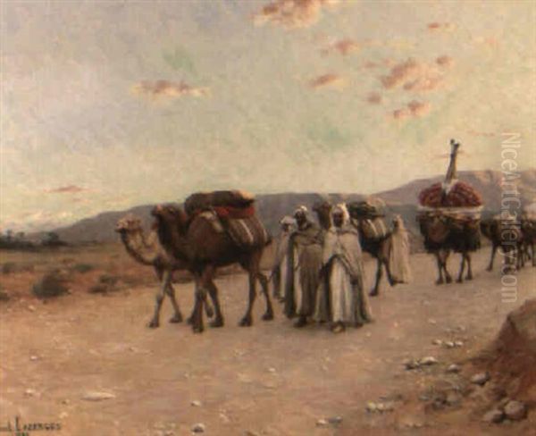 Desert Caravan Oil Painting by Jean Baptiste Paul Lazerges