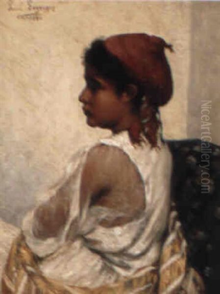 A Young Arab Girl Oil Painting by Jean Baptiste Paul Lazerges