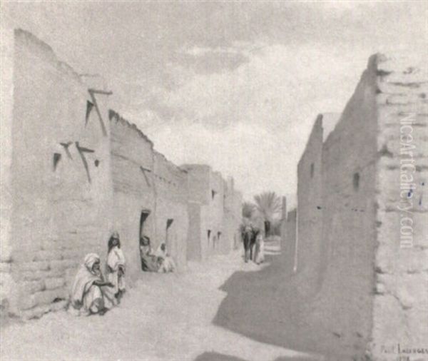 Rue Ensoleillee Oil Painting by Jean Baptiste Paul Lazerges