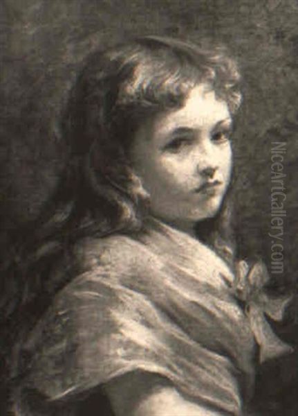 Little Girl With A Red Bow Oil Painting by Jean Baptiste Paul Lazerges