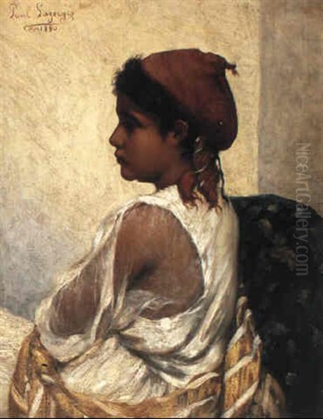 Portrait Of An Algerian Girl Oil Painting by Jean Baptiste Paul Lazerges