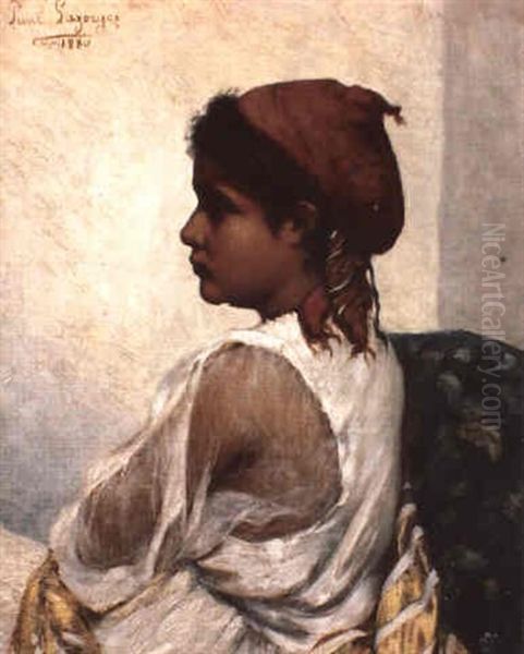 Youthful Arab Girl Oil Painting by Jean Baptiste Paul Lazerges