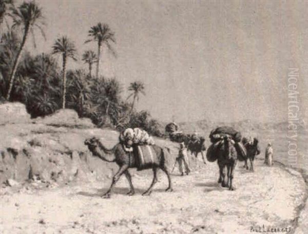 Camels On The Path Oil Painting by Jean Baptiste Paul Lazerges