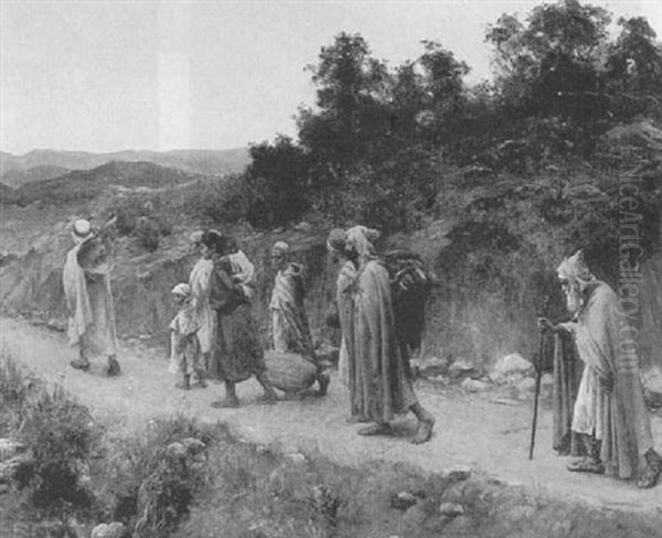 Arabs On A Country Road Oil Painting by Jean Baptiste Paul Lazerges