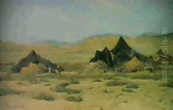 Campement Dans Le Sud-algerien Oil Painting by Jean Baptiste Paul Lazerges