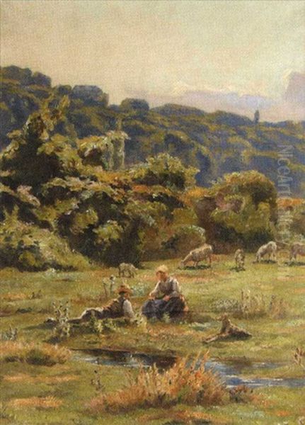 Bergers Au Repos Oil Painting by Ernest Le Villain