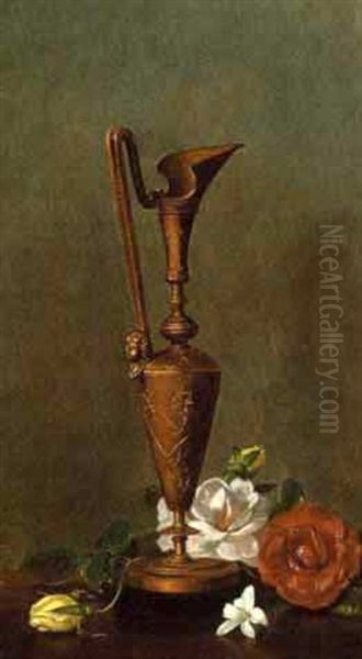 Gilt-bronze Ewer With Flowers Oil Painting by Edward Chalmers Leavitt