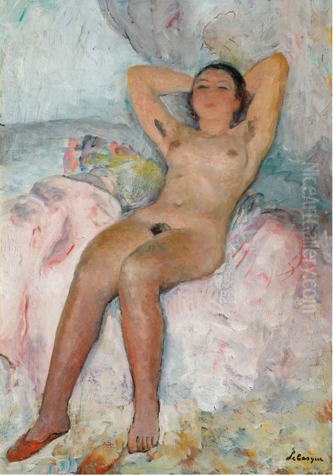 Nu Allonge Bras Leves Oil Painting by Henri Lebasque