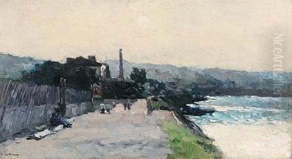 Rouen, Le Pres Aux Loups Au Bas De La Cote Ste Catherine Oil Painting by Charles Auguste Lebourg