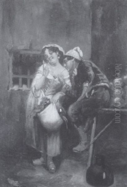 Market Scene With Figures Oil Painting by Victor Leclaire