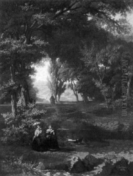 An Afternoon Stroll Oil Painting by Edmond Leclercq