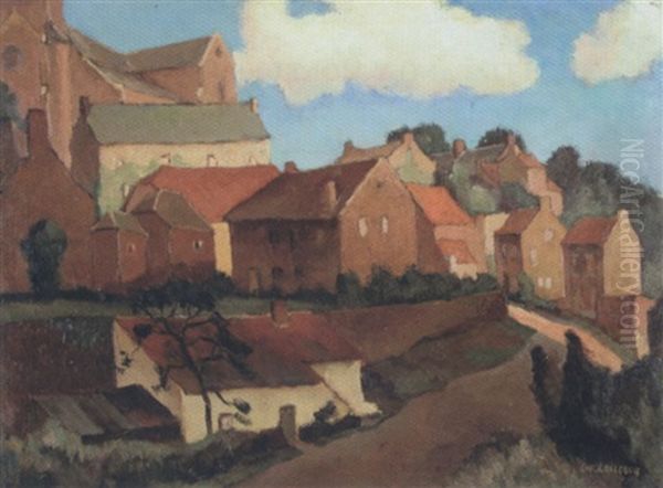 Un Village Oil Painting by Lucien Leclercq