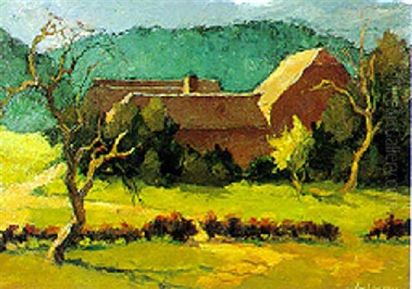 Ferme A Bohon Oil Painting by Lucien Leclercq