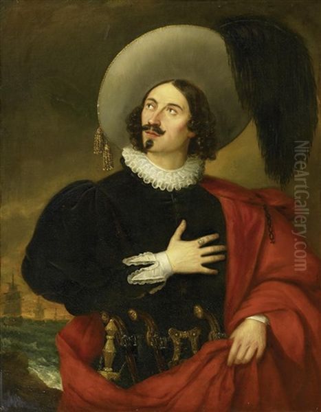 Portrat Des Flandrischen Freibeuters Jean Bart Oil Painting by Denis Lecocq