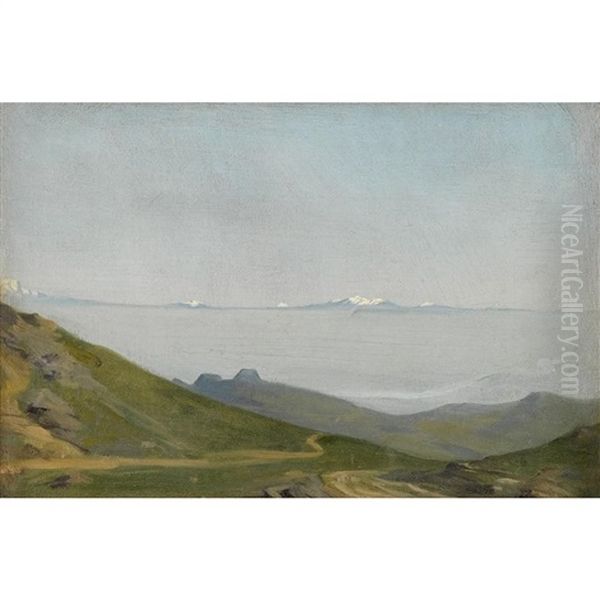 Les Alpes Et Le Dauphine Vues Du Mont-pilat Oil Painting by Jean Jules Antoine Lecomte du Nouy