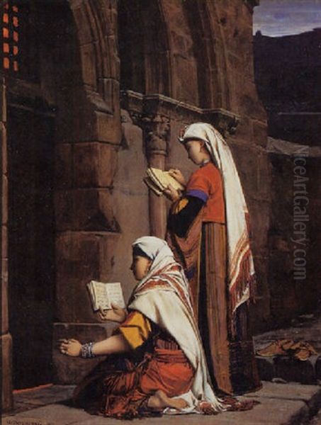 Chretiennes Au Tombeau De La Vierge, Jerusalem Oil Painting by Jean Jules Antoine Lecomte du Nouy