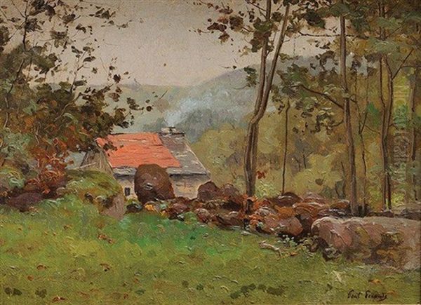 Chaumiere En Foret Oil Painting by Paul Lecomte