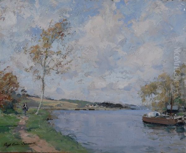 Paysage Fluvial Oil Painting by Paul Lecomte