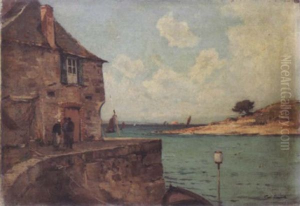 Port Sauzon, Belle-ile En Mer Oil Painting by Paul Lecomte