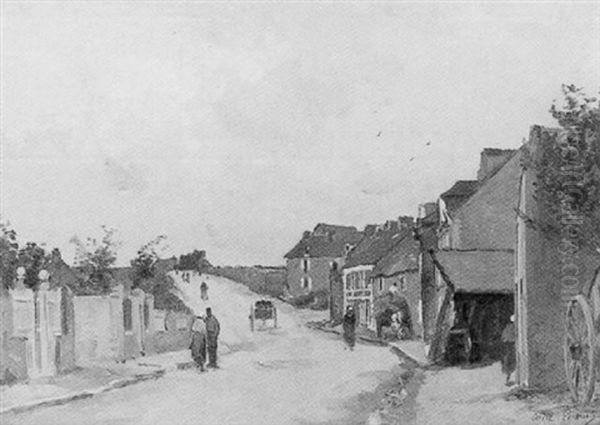 Rue De Village Oil Painting by Paul Lecomte