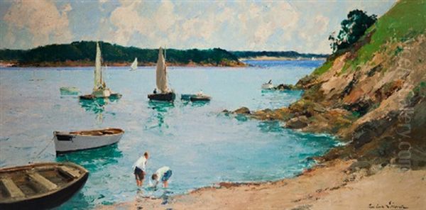 Promenade Au Bord De Mer Oil Painting by Paul Emile Lecomte