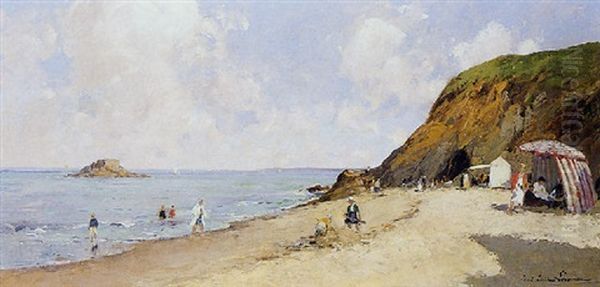 Scene De Plage Oil Painting by Paul Emile Lecomte