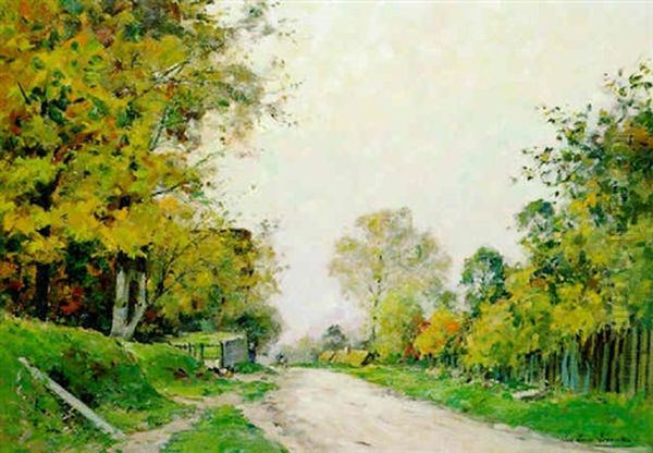 Hameau Et Route En Lisiere De Foret Oil Painting by Paul Emile Lecomte