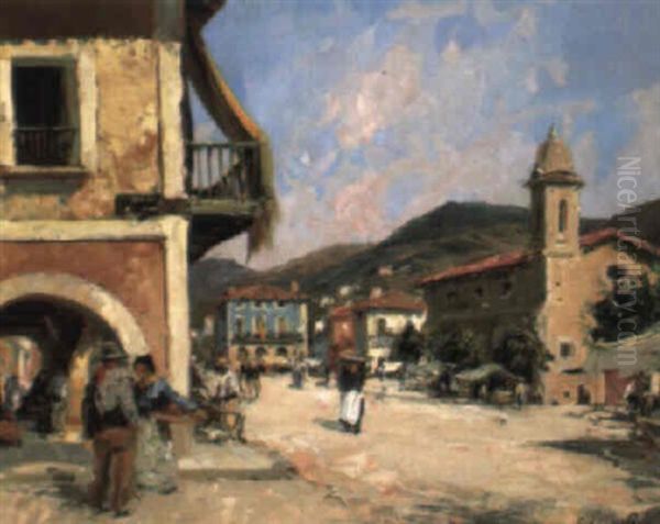 The Town Square Oil Painting by Paul Emile Lecomte
