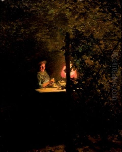 Estudio Para El Cenador Oil Painting by Victor Lecomte