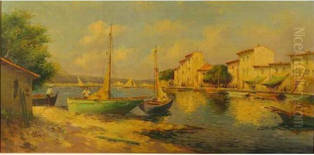 Petit Port Mediterranneen Oil Painting by C. Bellini