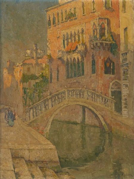 Pont A Venise Oil Painting by Paul Leduc