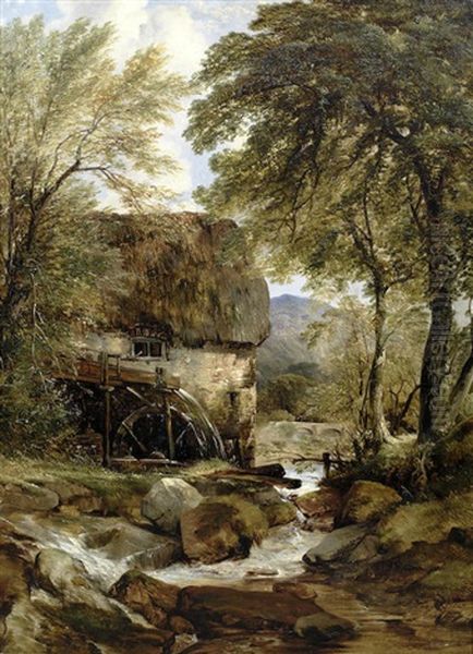 A Mill House On The River Oil Painting by Frederick Richard Lee, R.A.
