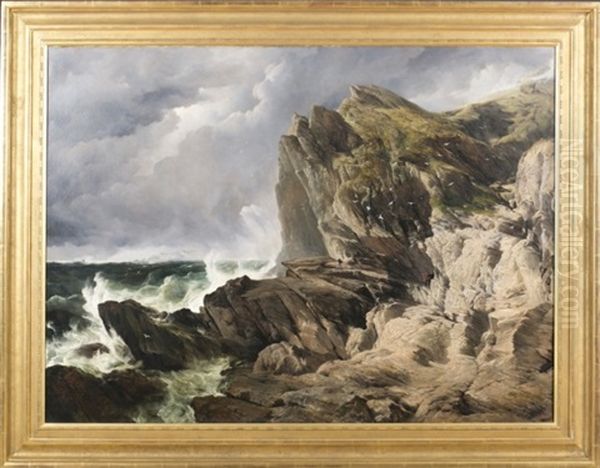 On The Cornish Coast Oil Painting by Frederick Richard Lee, R.A.