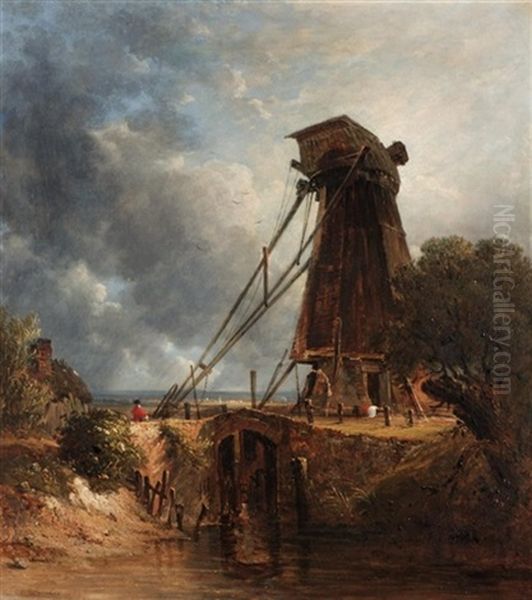 The Windmill Oil Painting by Frederick Richard Lee, R.A.