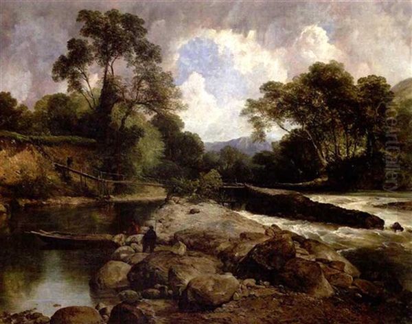 A Salmon Cruive On The River Awe (argyllshire, Scotland) Oil Painting by Frederick Richard Lee, R.A.